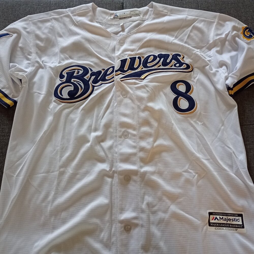 Brand New Milwaukee Brewers Jersey Ryan Braun #8 White Men's Large L